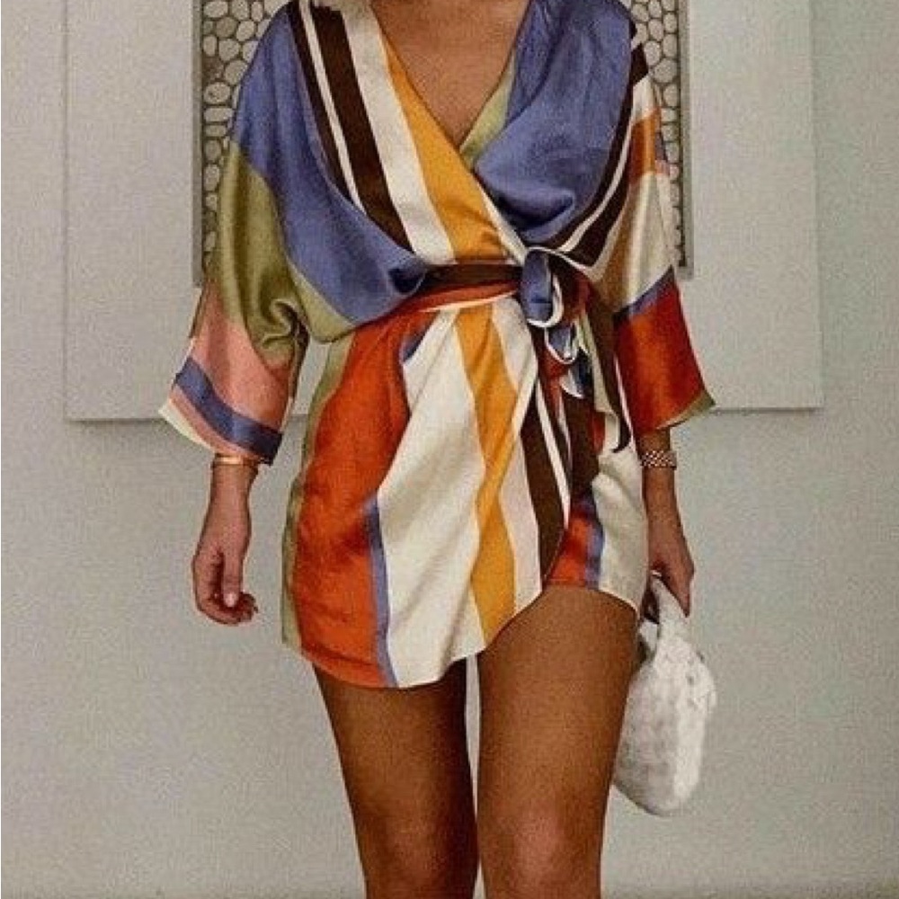 Zara Multicolor Striped Wrap romper